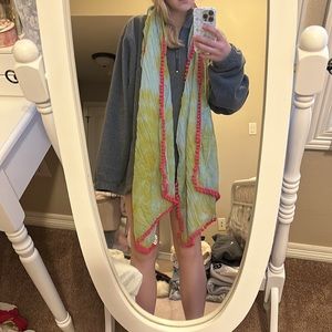 Natural life Pom Pom trim scarf